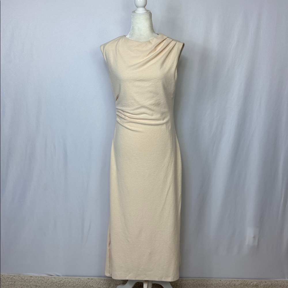 ASTR The Label Draped Midi Dress Size Medium Butter Cream NWOT - Picture 7 of 15